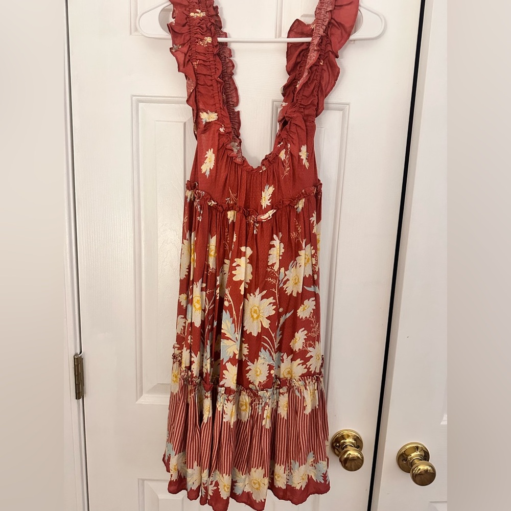 Free People Red and Cream Floral Dress